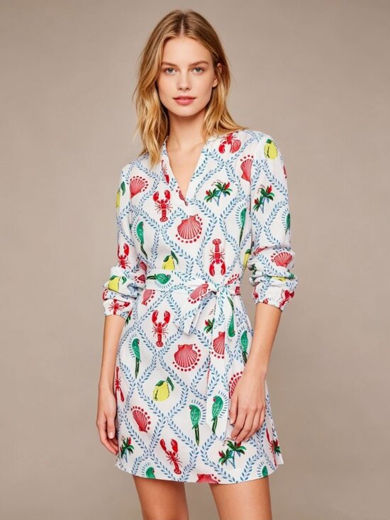 Boden Dresses & Skirts - NWOT Boden Cleo Linen Tie Waist Dress Multicolor V-Neck Size 8